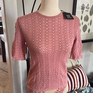 Vintage NWT Anna Sui 100% Cotton Short Sleeve Lacy Top